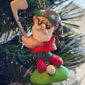 Santa Playing Golf Christmas Tree Ornament